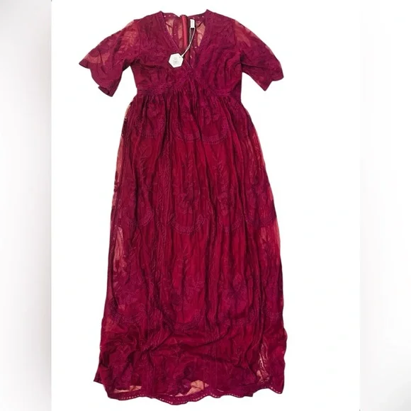 Pink Blush Women’s Dress Medium Maternity Postpartum NWT Lace Maxi - Picture 2 of 10